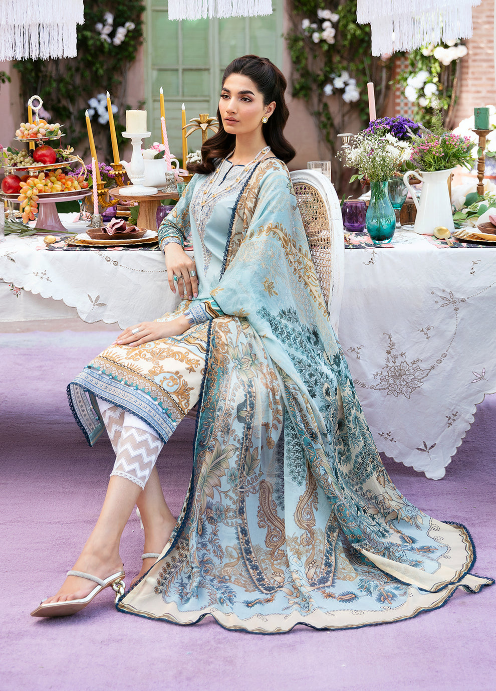 Gulaal | Summer Glow Lawn 24 | AMAYRAH (GL-L-24V3-02) - Designer Dress with Intricate embroidery and embellishments. Shop elegent wedding dress at Maria Faisal.