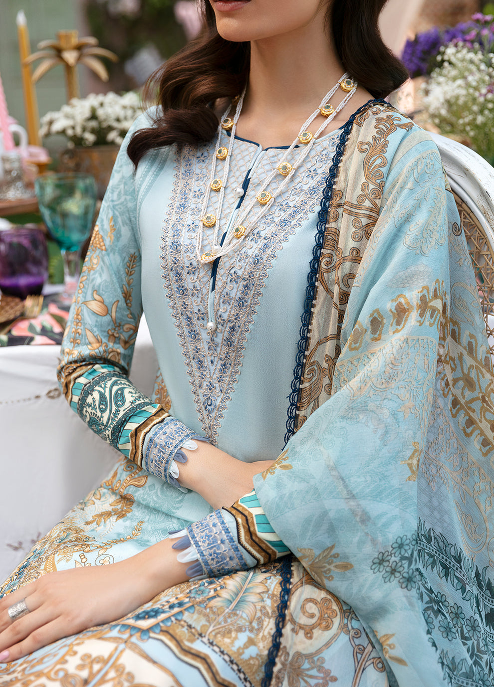 Gulaal | Summer Glow Lawn 24 | AMAYRAH (GL-L-24V3-02) - Designer Dress with Intricate embroidery and embellishments. Shop elegent wedding dress at Maria Faisal.