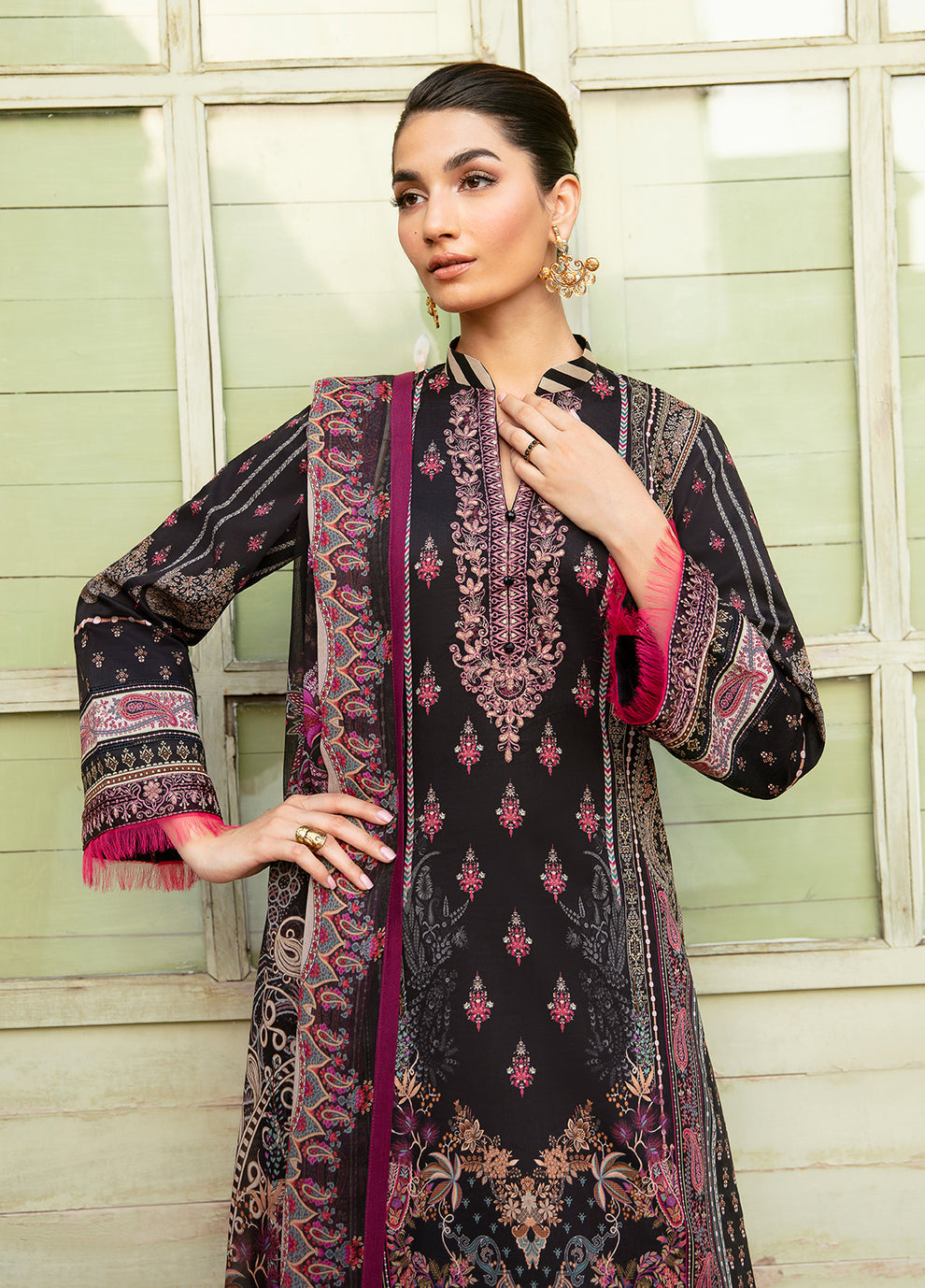 Gulaal | Summer Glow Lawn 24 | ANDREA (GL-L-24V3-06) - Designer Dress with Intricate embroidery and embellishments. Shop elegent wedding dress at Maria Faisal.