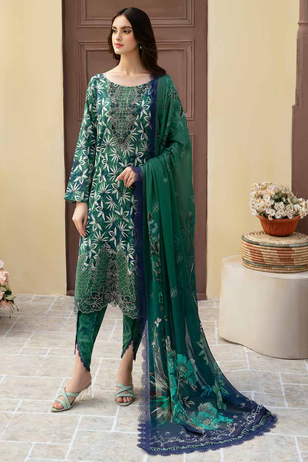 Ramsha | Rangrez Lawn Collection | N-507 - Designer Dress with Intricate embroidery and embellishments. Shop elegent wedding dress at Maria Faisal.