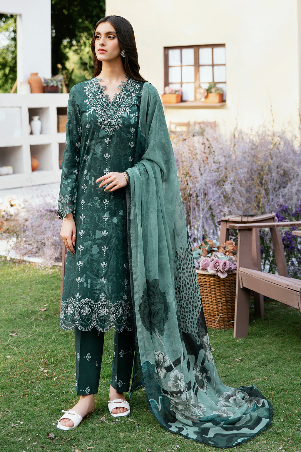 Ramsha | Rangrez Lawn Collection | N-505 - Designer Dress with Intricate embroidery and embellishments. Shop elegent wedding dress at Maria Faisal.