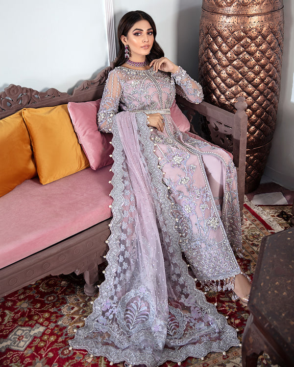 Gulaal | Wedding Formals | NAAZ EMBROIDERED NET 3-PIECE SUIT WS-09 - Designer Dress with Intricate embroidery and embellishments. Shop elegent wedding dress at Maria Faisal.