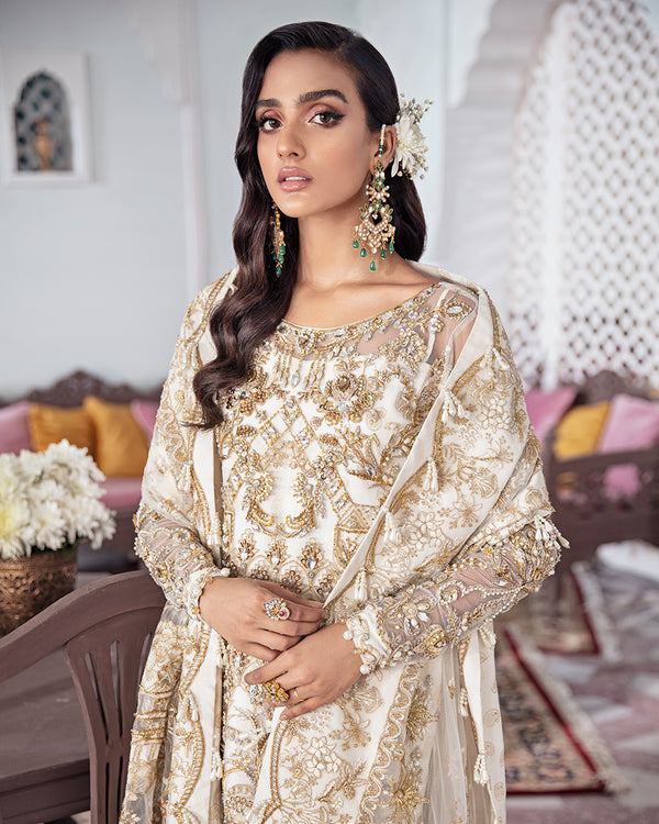 Gulaal | Wedding Formals | Shehnaz Embroidered Net 3-Piece Suit WS-11 - Designer Dress with Intricate embroidery and embellishments. Shop elegent wedding dress at Maria Faisal.