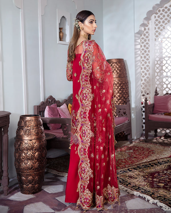 Gulaal | Wedding Formals | Tamanah Embroidered Net 3-Piece Suit WS-12 - Designer Dress with Intricate embroidery and embellishments. Shop elegent wedding dress at Maria Faisal.