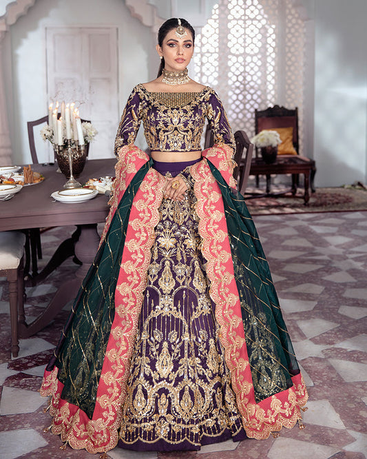 Gulaal | Wedding Formals | KEHKSHAN EMBROIDERED NET 3-PIECE SUIT WS-14 - Designer Dress with Intricate embroidery and embellishments. Shop elegent wedding dress at Maria Faisal.