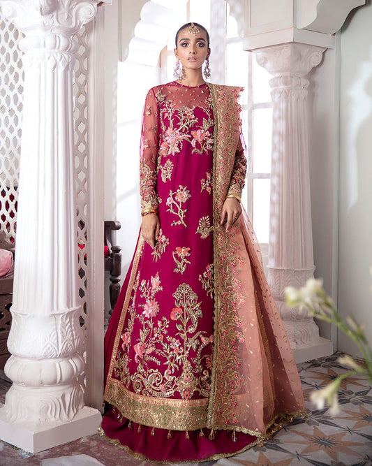 Gulaal | Wedding Formals | CHAMELI EMBROIDERED NET 3-PIECE SUIT WS-10 - Designer Dress with Intricate embroidery and embellishments. Shop elegent wedding dress at Maria Faisal.