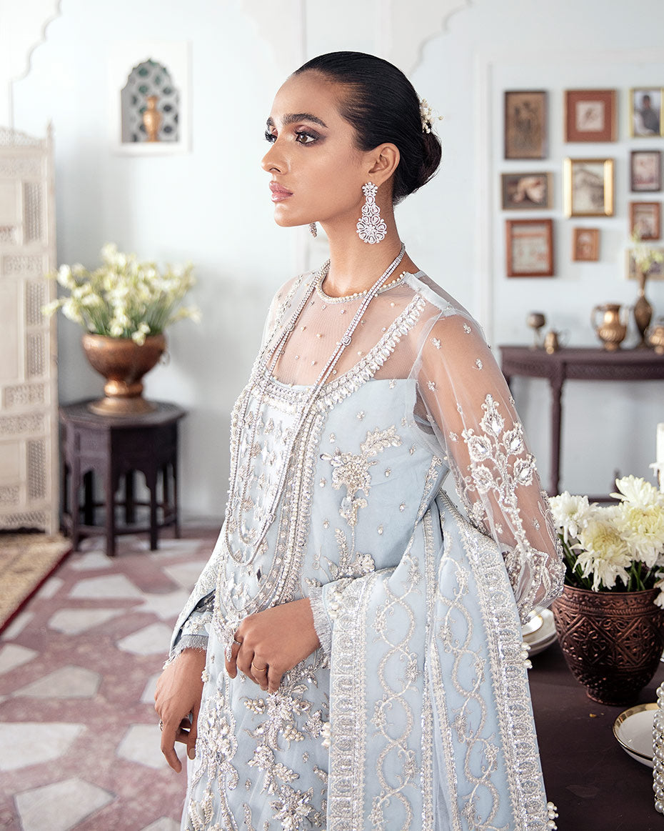 Gulaal | Wedding Formals | SAIKA EMBROIDERED NET 3-PIECE SUIT WS-20 - Designer Dress with Intricate embroidery and embellishments. Shop elegent wedding dress at Maria Faisal.