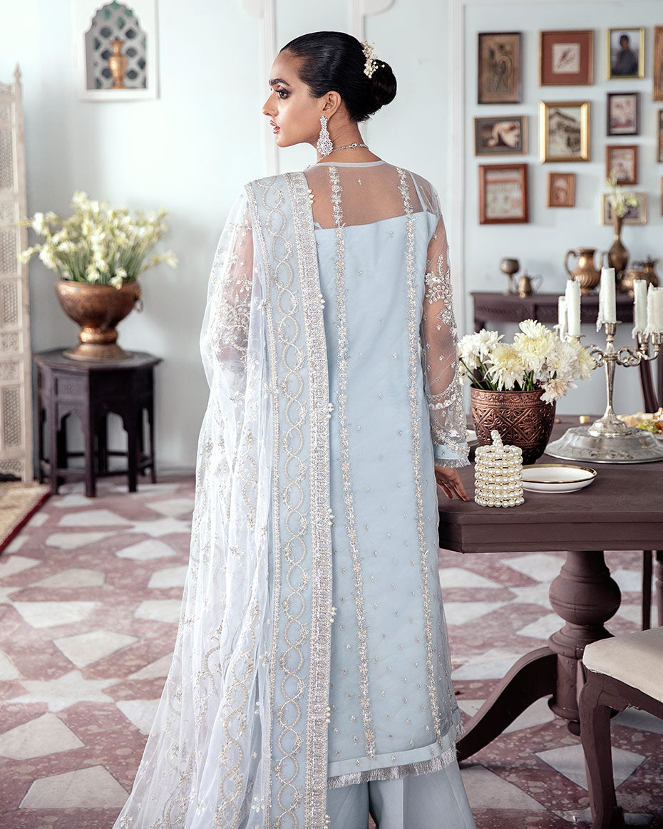 Gulaal | Wedding Formals | SAIKA EMBROIDERED NET 3-PIECE SUIT WS-20 - Designer Dress with Intricate embroidery and embellishments. Shop elegent wedding dress at Maria Faisal.