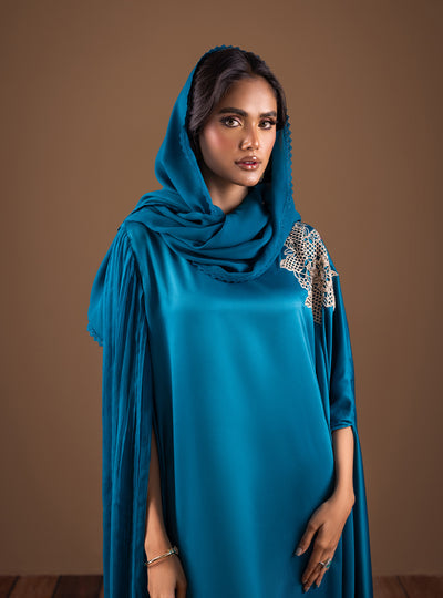 Zainab Chottani | The Kaftan Edit | Teal Waves - Formal Dress - available at Maria Faisal in UK and USA.