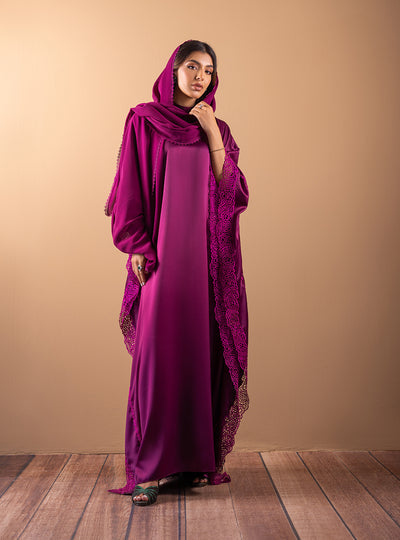Zainab Chottani | The Kaftan Edit | Plum Flame - Formal Dress - available at Maria Faisal in UK and USA.