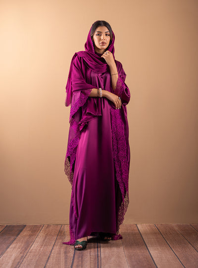 Zainab Chottani | The Kaftan Edit | Plum Flame - Formal Dress - available at Maria Faisal in UK and USA.