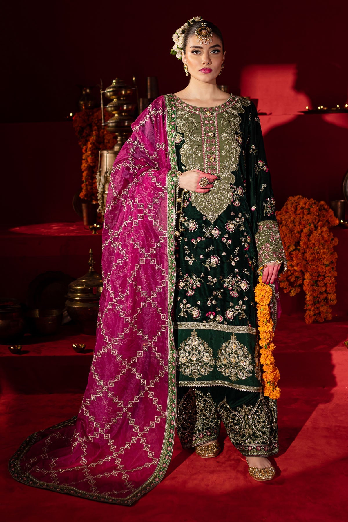 Nureh | Maya Velvet | NW-88 - Formal Dress - available at Maria Faisal in UK and USA.