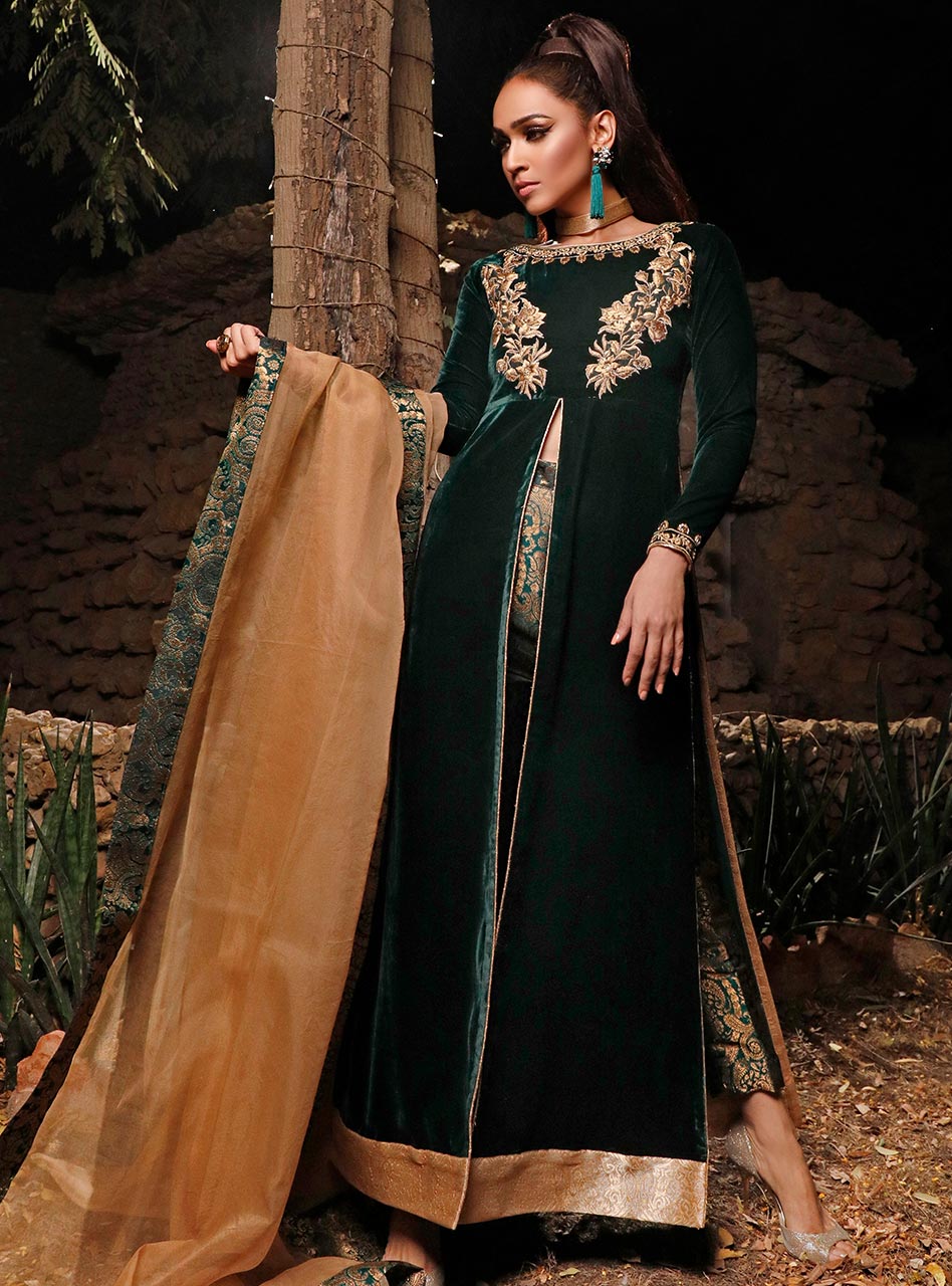 Zainab Chottani | Semi Formals | DARK MOSS TOPAZ - Ladies Clothes - Maria Faisal