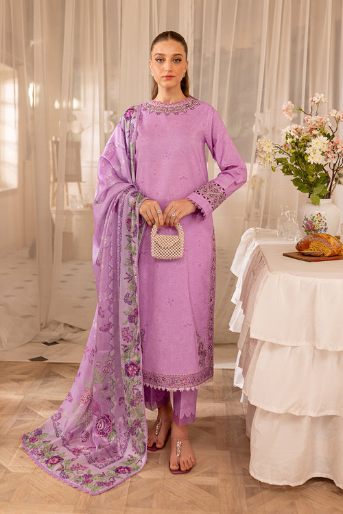 Farasha | Seraya Lawn 24 | VOILET - Designer Dress with Intricate embroidery and embellishments. Shop elegent wedding dress at Maria Faisal.
