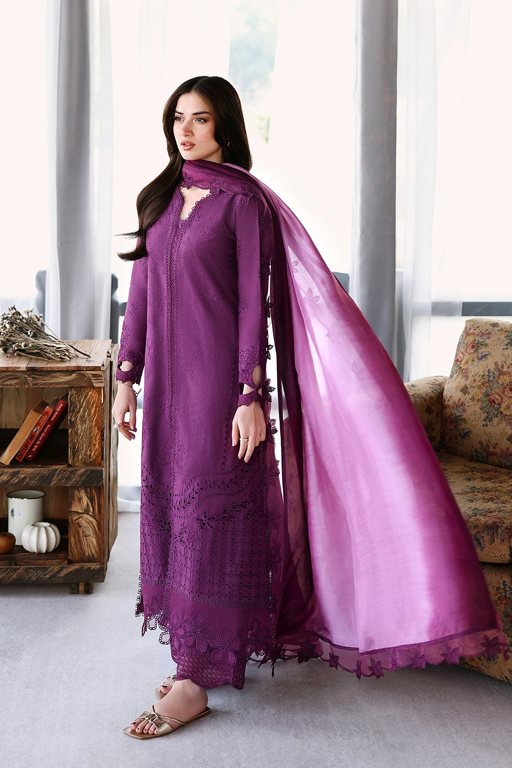 Azure | Luxury Lawn 26 | Mulberry - Luxury Dress - available at Maria Faisal in UK and USA.