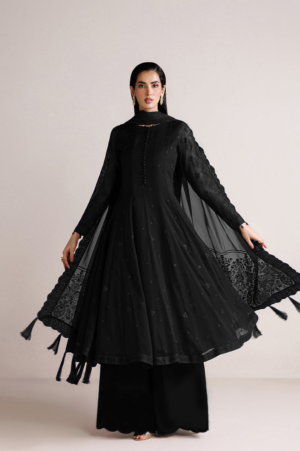 Farasha | Chiffon Essentials 26 | Black Dahlia - Formal Dress - available at Maria Faisal in UK and USA.