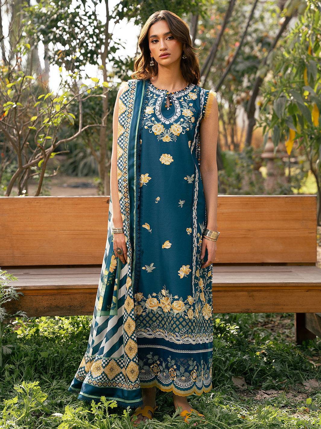 Bin Ilyas | Hazel Printed Lawn 25 | 2077 - B by Maria Faisal - Registered Vendor of : Bin Ilyas - type : Ladies Clothes - 100% original wedding dresses