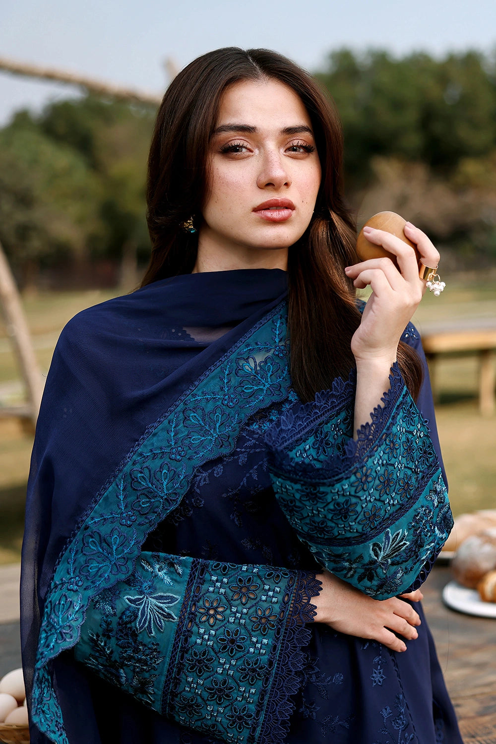 Azure | Luxury Lawn 26 | Blueberry - Luxury Dress - available at Maria Faisal in UK and USA.