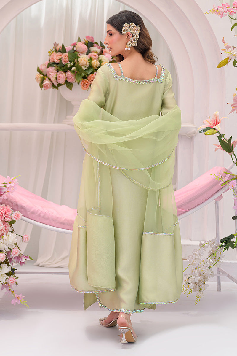 Chic Ophicial | The Maison Duo | Sage Èlan - Luxury Dress - available at Maria Faisal in UK and USA.