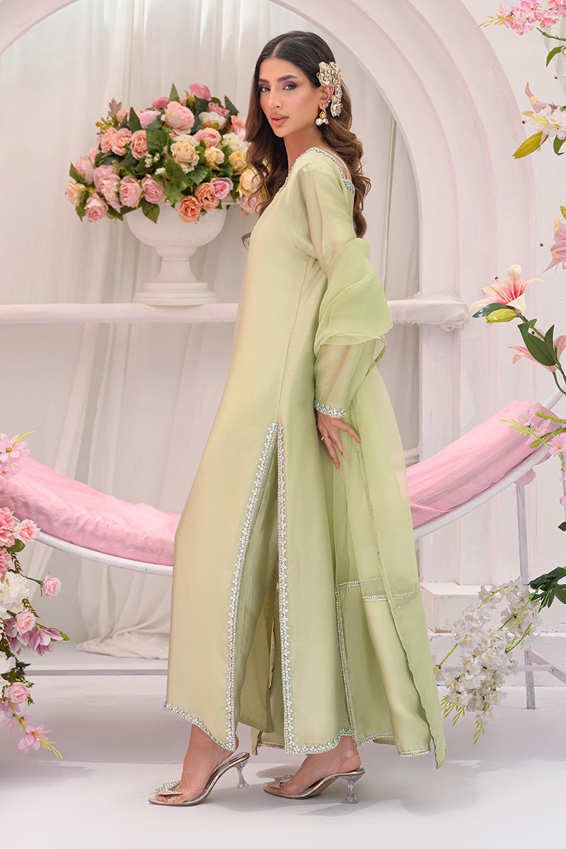 Chic Ophicial | The Maison Duo | Sage Èlan - Luxury Dress - available at Maria Faisal in UK and USA.