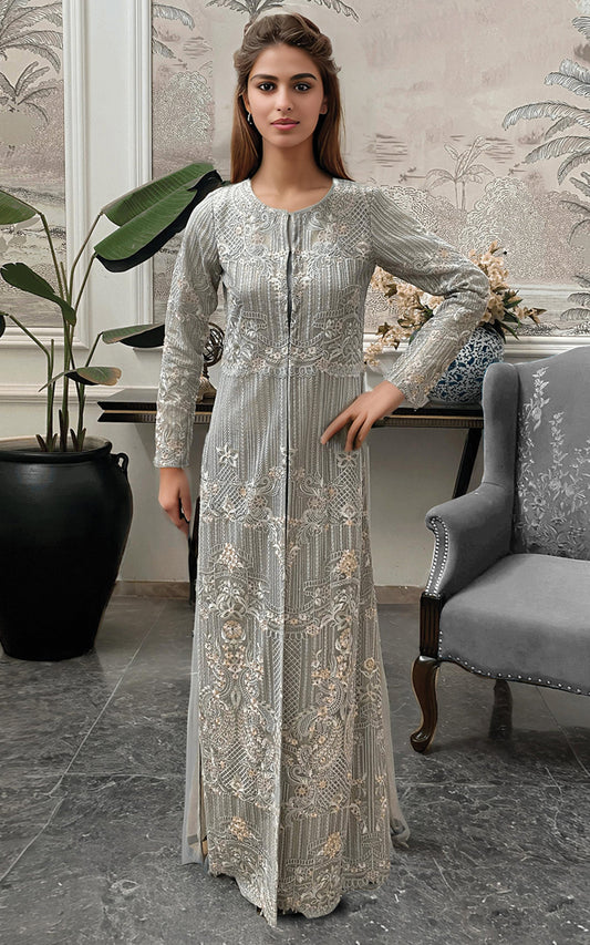 Threads and Motifs | Formal Dresses 25 | Net Embroidered Jacket - Ladies Clothes - Maria Faisal