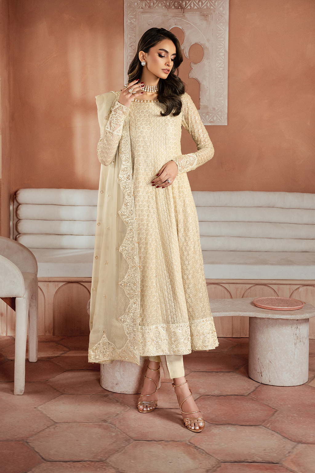 Iznik | Chiffon Kari | ICK-06 Embroidered Chiffon - Ladies Clothes - Maria Faisal