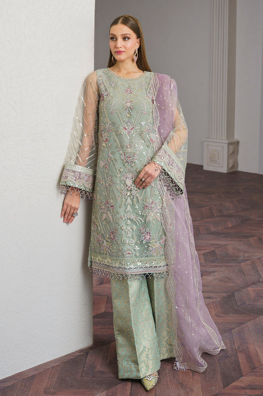 Baroque | Luxury Pret 24 | NET UF-515 - Designer Dress with Intricate embroidery and embellishments. Shop elegent wedding dress at Maria Faisal.