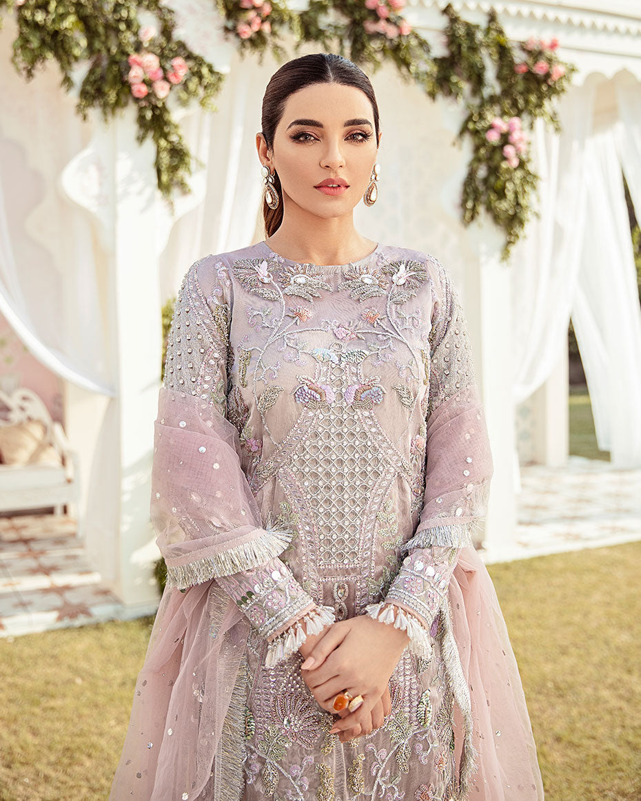 Gulaal | Wedding Formals | CLAIR EMBROIDERED NET 3-PIECE SUIT WS-05 - Designer Dress with Intricate embroidery and embellishments. Shop elegent wedding dress at Maria Faisal.