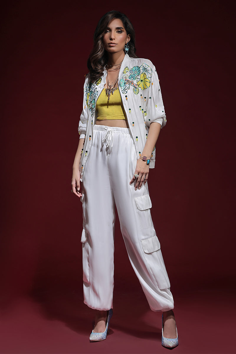 Wardha Saleem | Luxury Pret Fusion Wear | ZARA BOMBER JACKET WITH CARGO PANTS (2PC) - Ladies Clothes 
