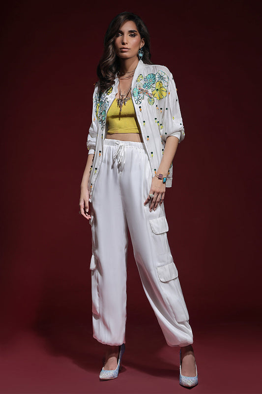 Wardha Saleem | Luxury Pret Fusion Wear | ZARA BOMBER JACKET WITH CARGO PANTS (2PC) - Ladies Clothes 