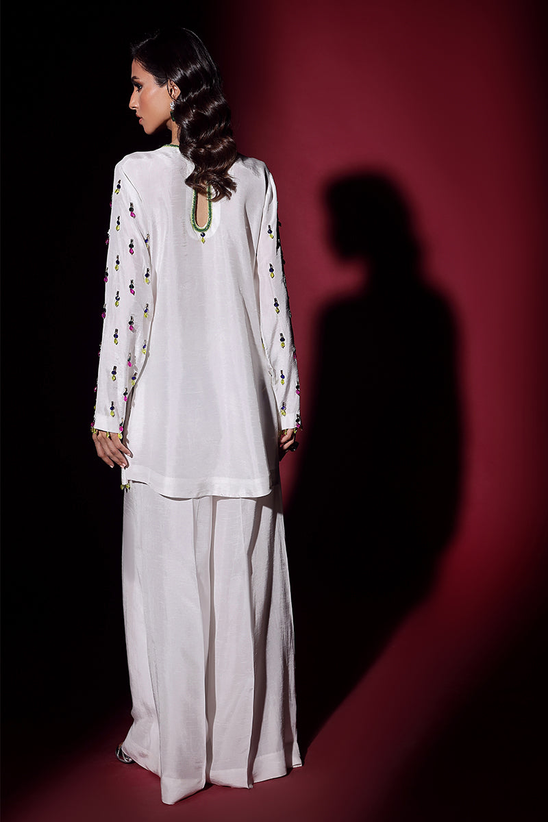 Wardha Saleem | Luxury Pret Fusion Wear | LUXURA (WHITE) CORD-SET (2PC) - Ladies Clothes 