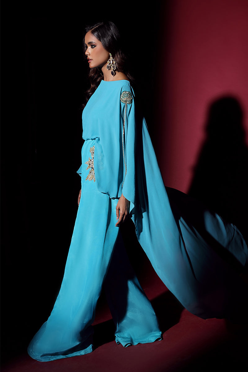 Wardha Saleem | Luxury Pret Fusion Wear | VOGUE JUMPSUIT DRAPE (1PC) - Ladies Clothes 