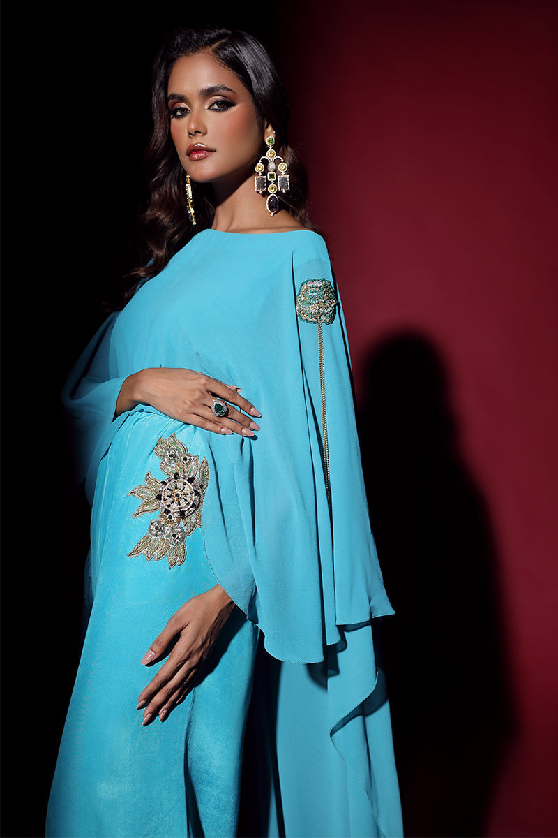 Wardha Saleem | Luxury Pret Fusion Wear | VOGUE JUMPSUIT DRAPE (1PC) - Ladies Clothes 