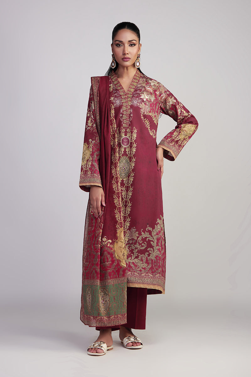 Shamaeel Ansari | Bagh e Bahar Lawn | Surkh Mahal - Luxury Dress - available at Maria Faisal in UK and USA.