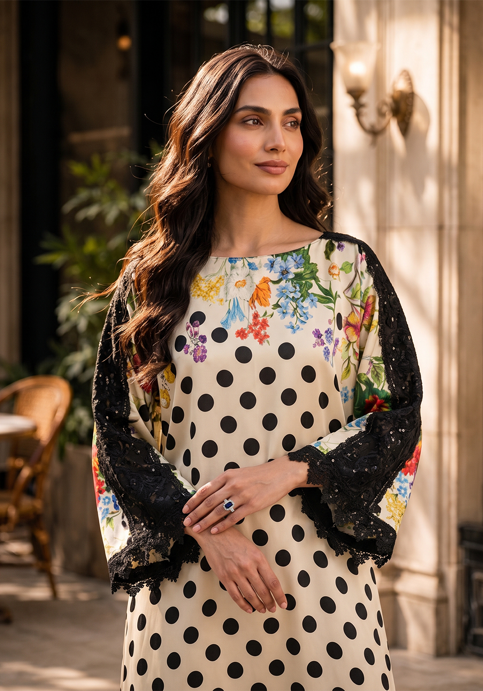 Zarqash | Silk Edit 26 | Polka Botanique - Luxury Dress - available at Maria Faisal in UK and USA.