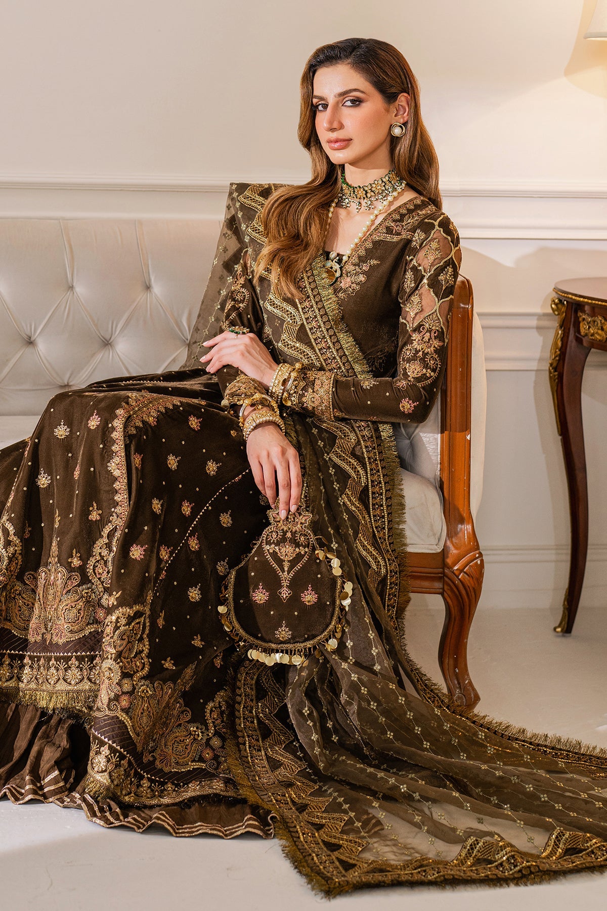 Baroque | Jahanara Luxury Velvet 23 | UF-749 - Designer Dress with Intricate embroidery and embellishments. Shop elegent wedding dress at Maria Faisal.