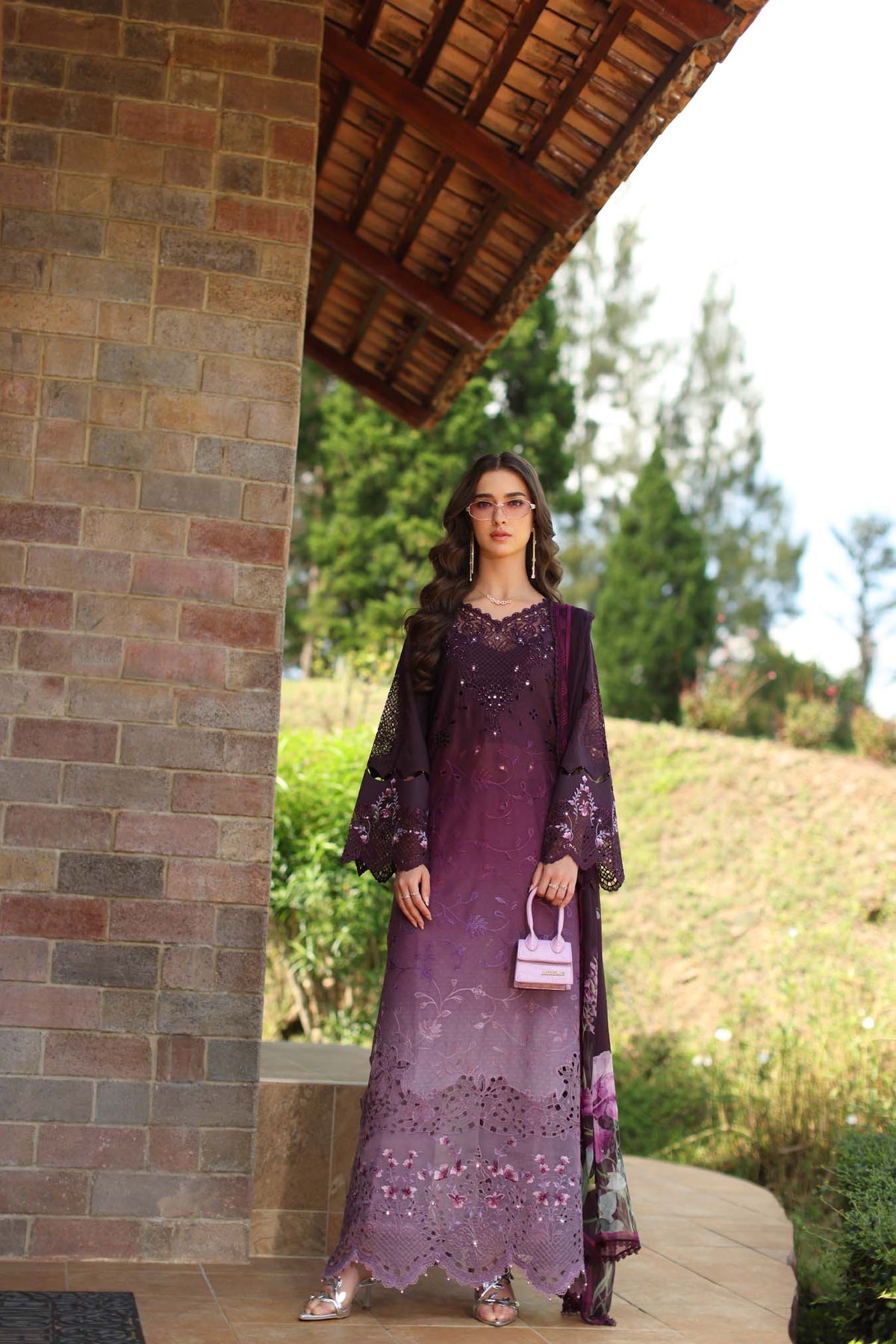 Saadia Asad | Luxury Eid Schiffli Laserkari 26 | D4 - B - Seraphine - Luxury Dress - available at Maria Faisal in UK and USA.