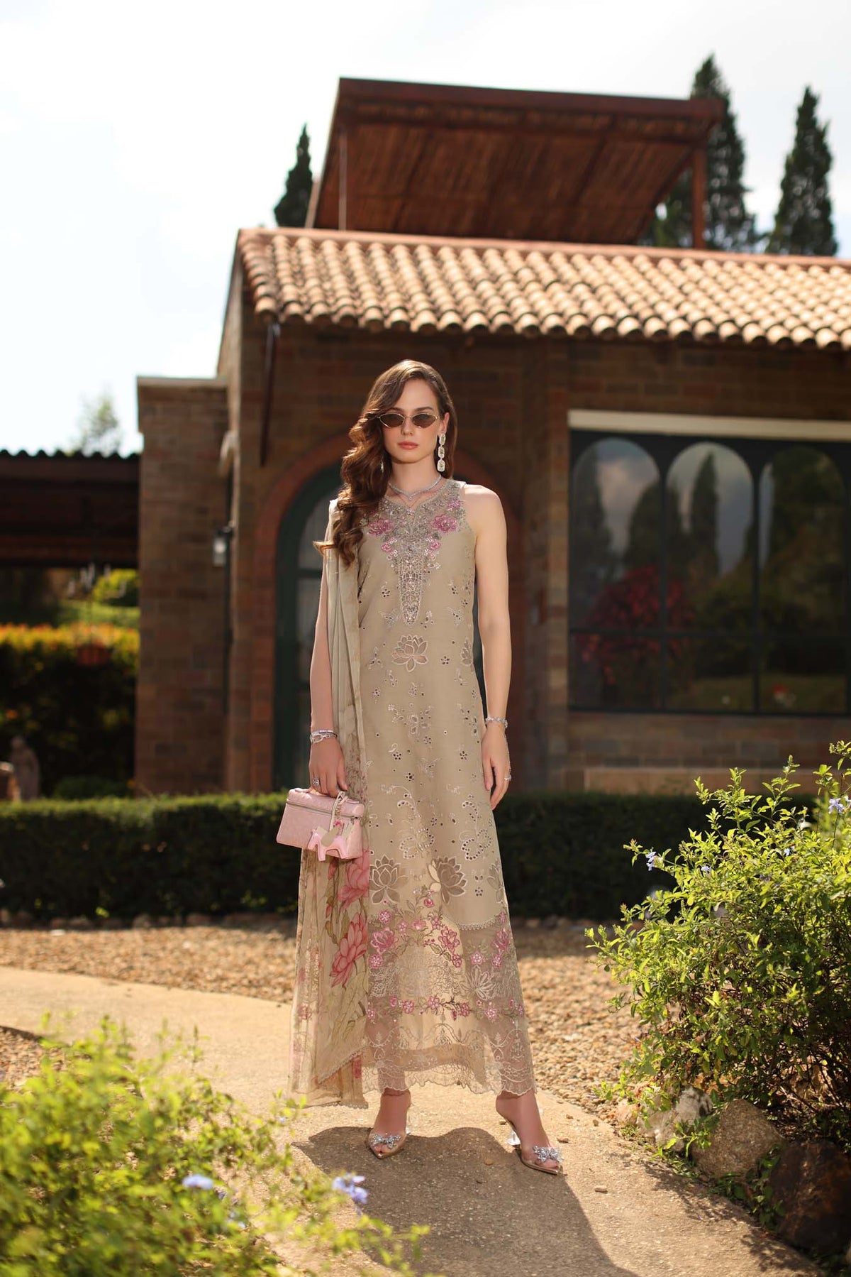 Saadia Asad | Luxury Eid Schiffli Laserkari 26 | D9 - B - Velisse - Luxury Dress - available at Maria Faisal in UK and USA.