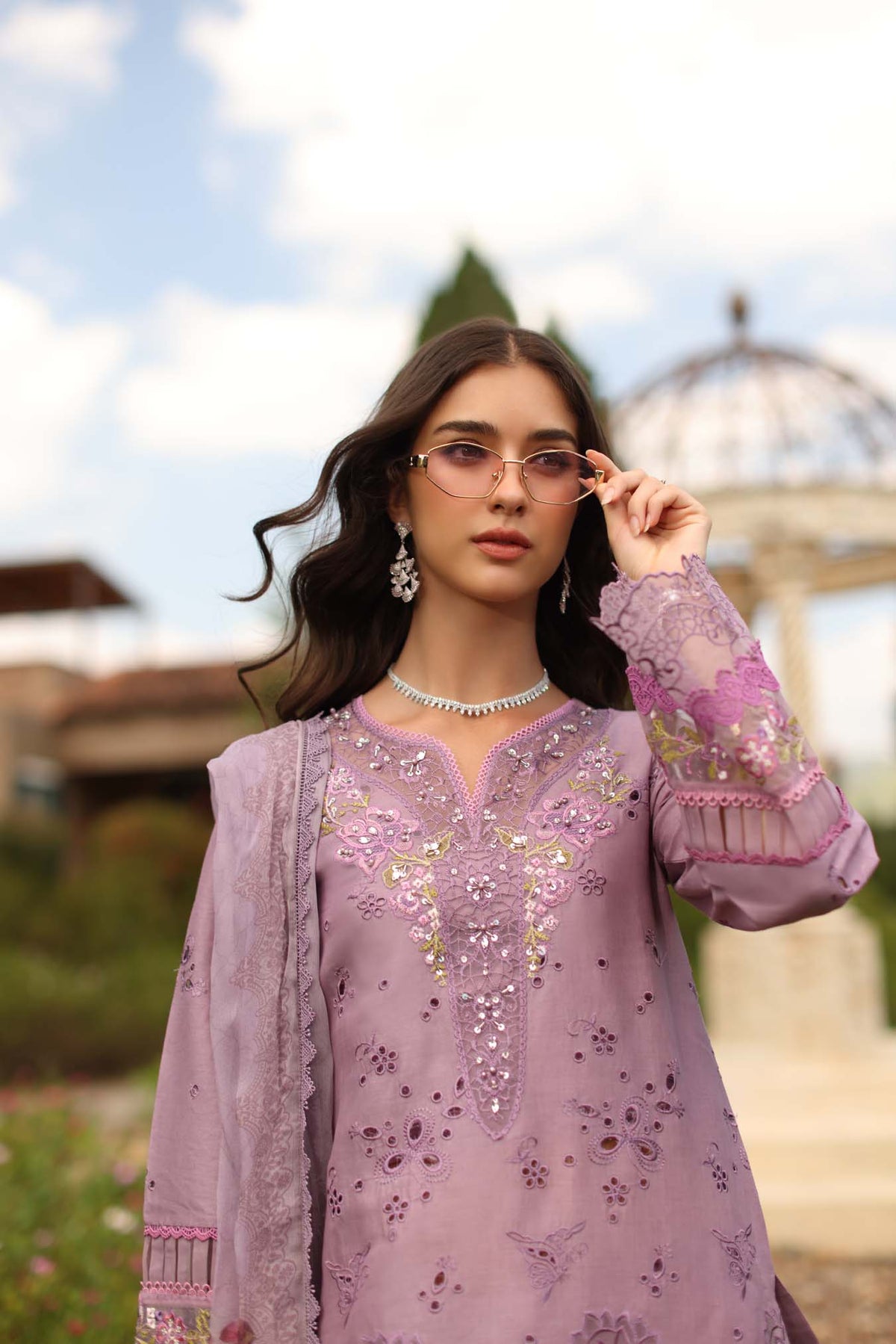 Saadia Asad | Luxury Eid Schiffli Laserkari 26 |D9 - A - Velisse - Luxury Dress - available at Maria Faisal in UK and USA.