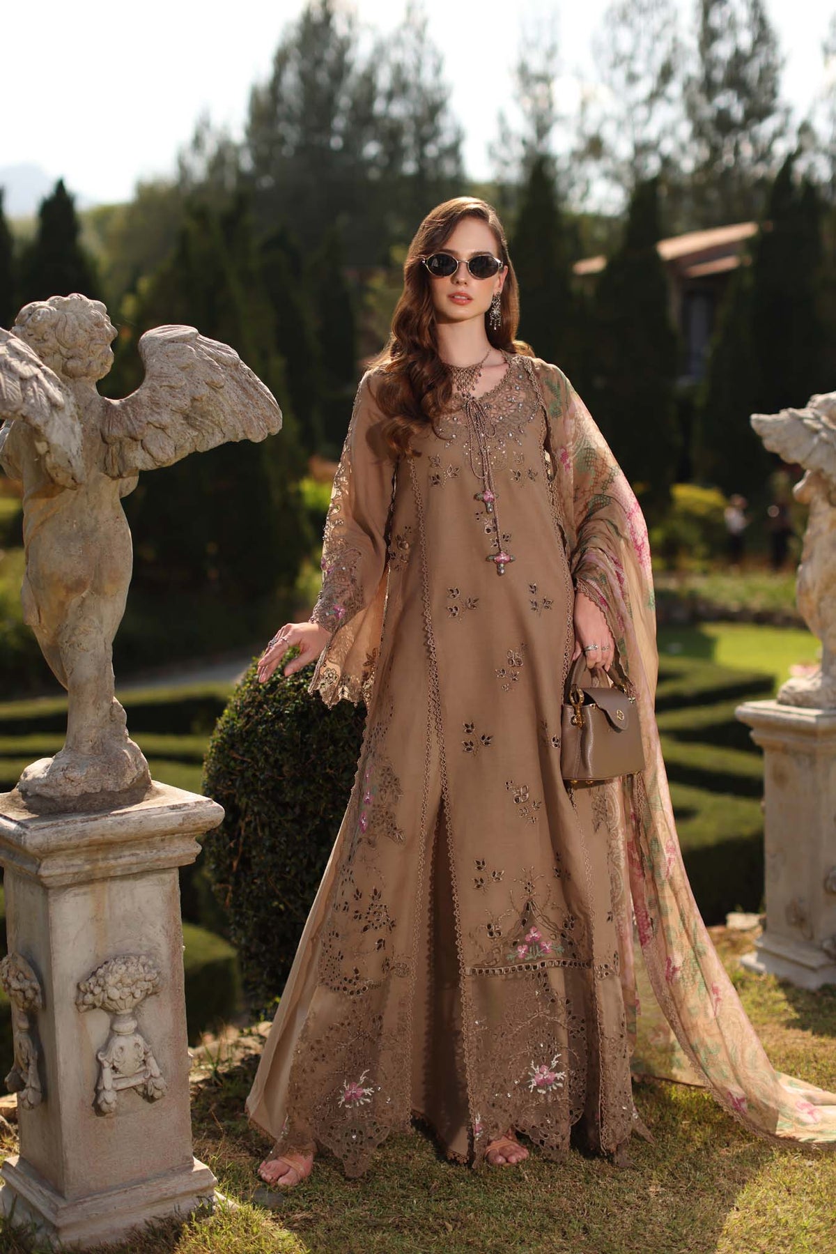 Saadia Asad | Luxury Eid Schiffli Laserkari 26 | D8 - A - Selene - Luxury Dress - available at Maria Faisal in UK and USA.