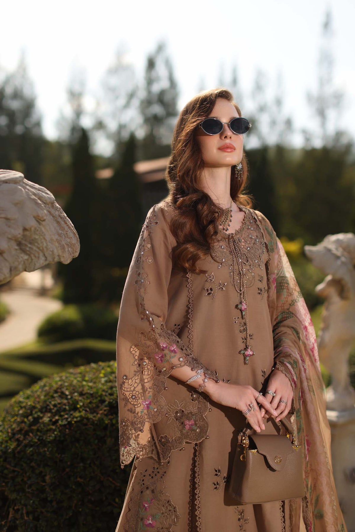 Saadia Asad | Luxury Eid Schiffli Laserkari 26 | D8 - A - Selene - Luxury Dress - available at Maria Faisal in UK and USA.