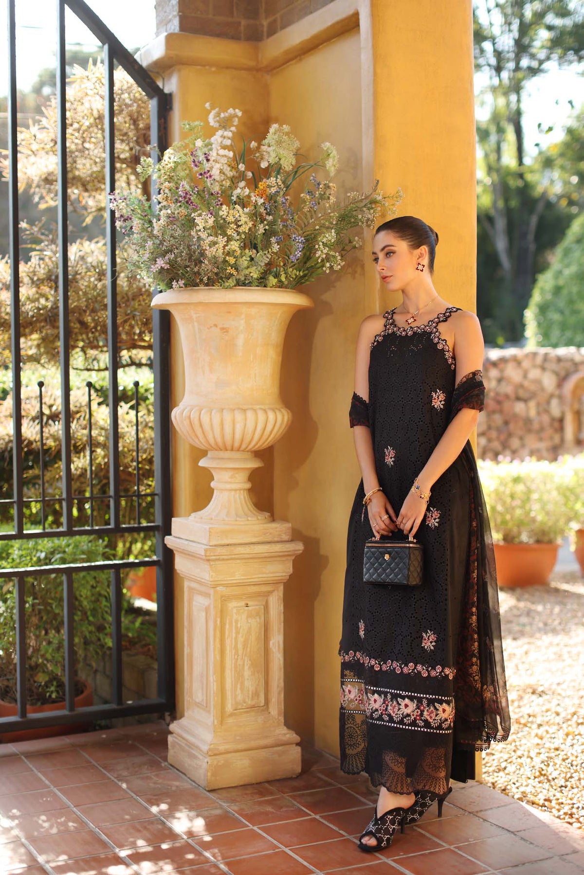 Saadia Asad | Luxury Eid Schiffli Laserkari 26 | D5 - B - Lunaria - Luxury Dress - available at Maria Faisal in UK and USA.