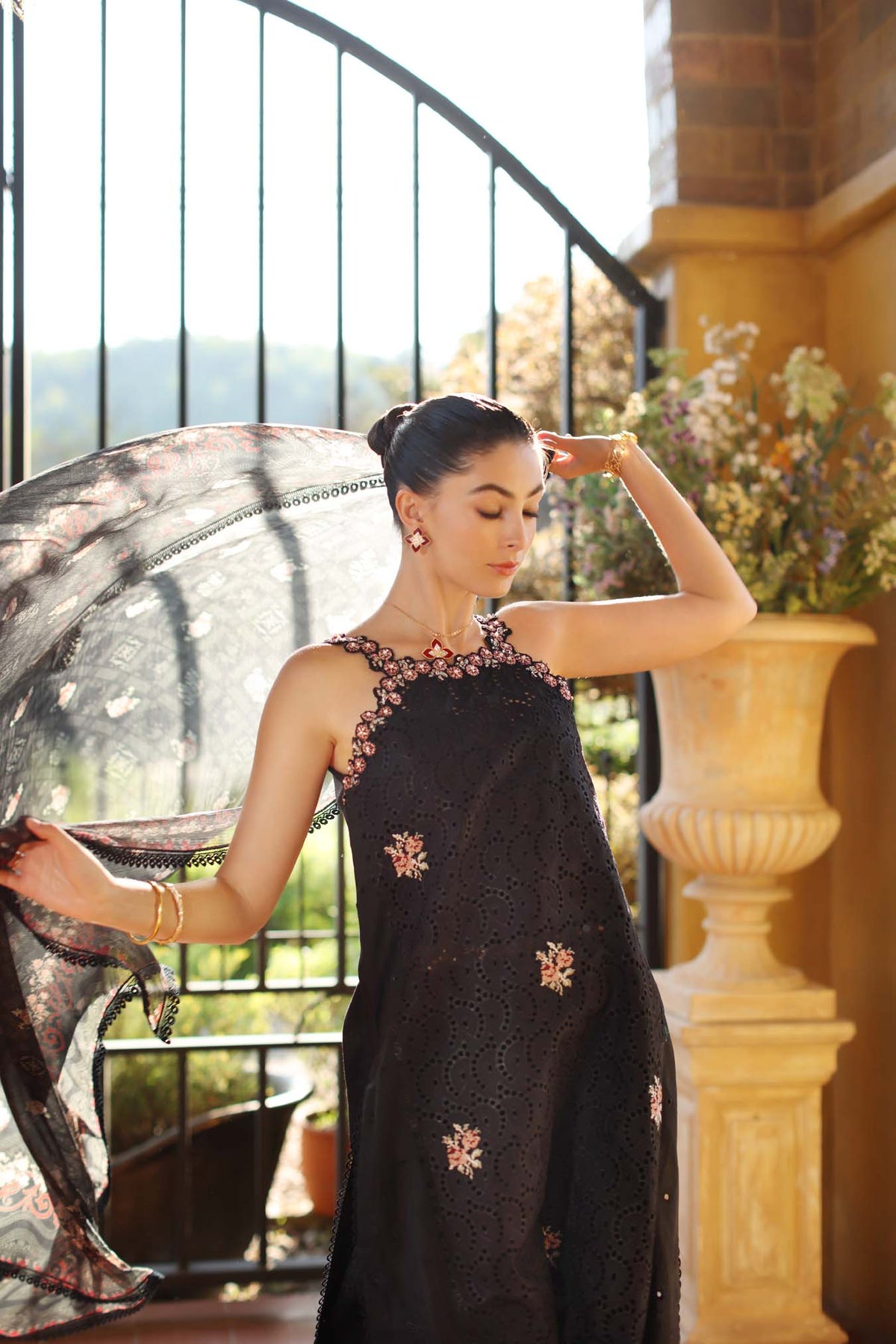 Saadia Asad | Luxury Eid Schiffli Laserkari 26 | D5 - B - Lunaria - Luxury Dress - available at Maria Faisal in UK and USA.