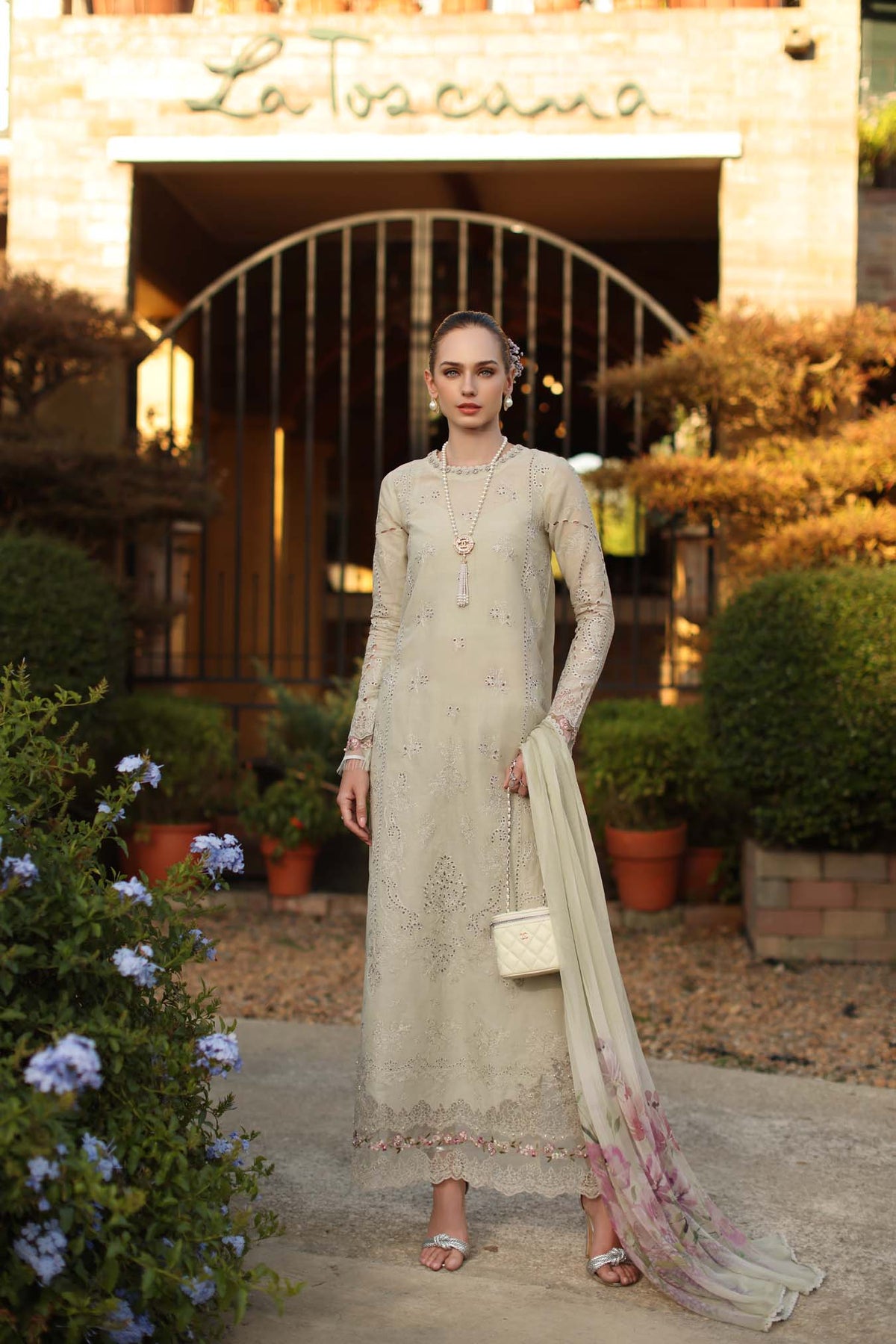 Saadia Asad | Luxury Eid Schiffli Laserkari 26 | D2 - B - Aloura - Luxury Dress - available at Maria Faisal in UK and USA.