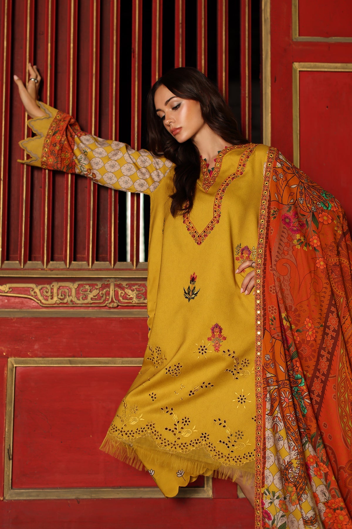 Charizma | Combination Linen 26 | CCW7-03 - Luxury Dress - available at Maria Faisal in UK and USA.