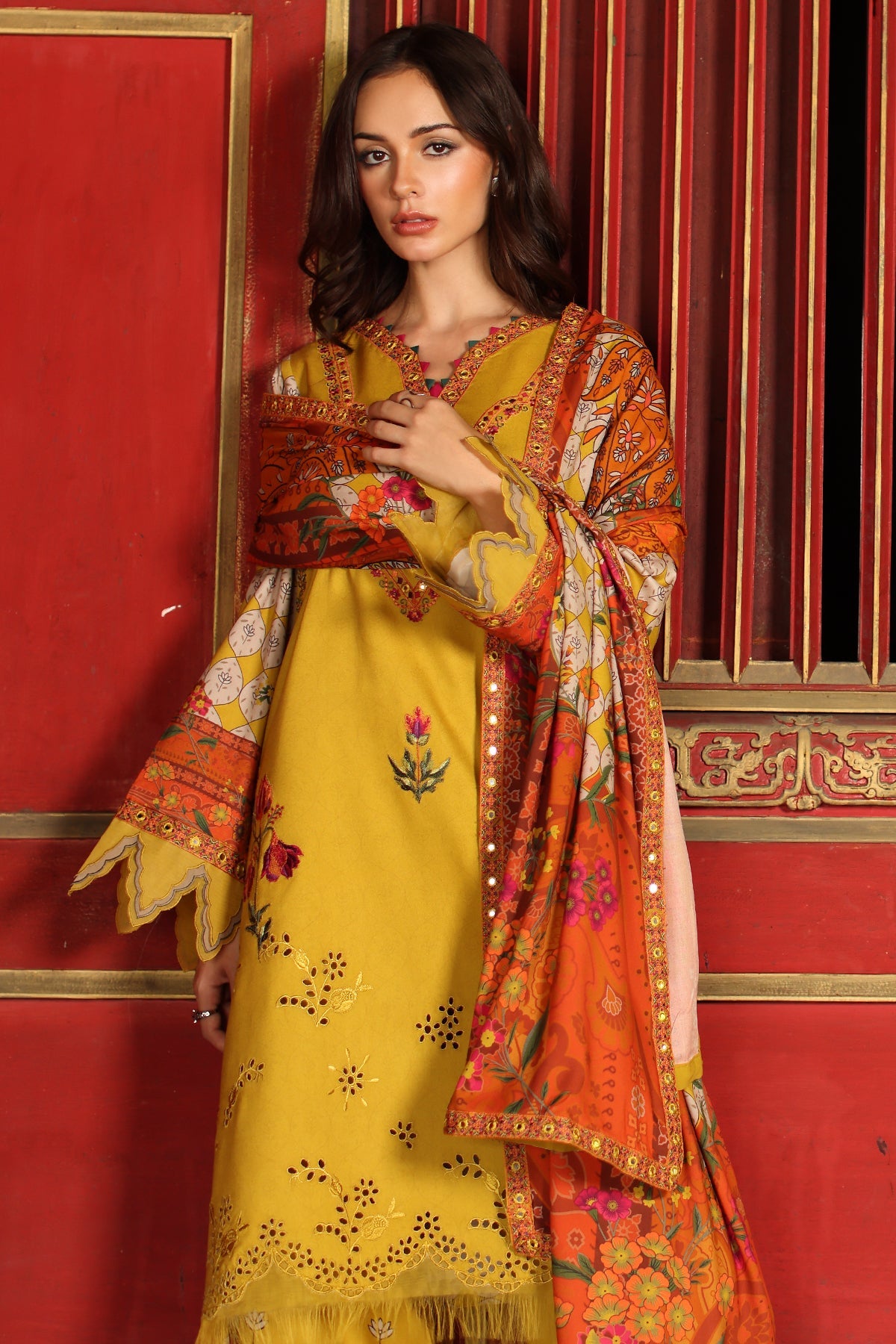Charizma | Combination Linen 26 | CCW7-03 - Luxury Dress - available at Maria Faisal in UK and USA.