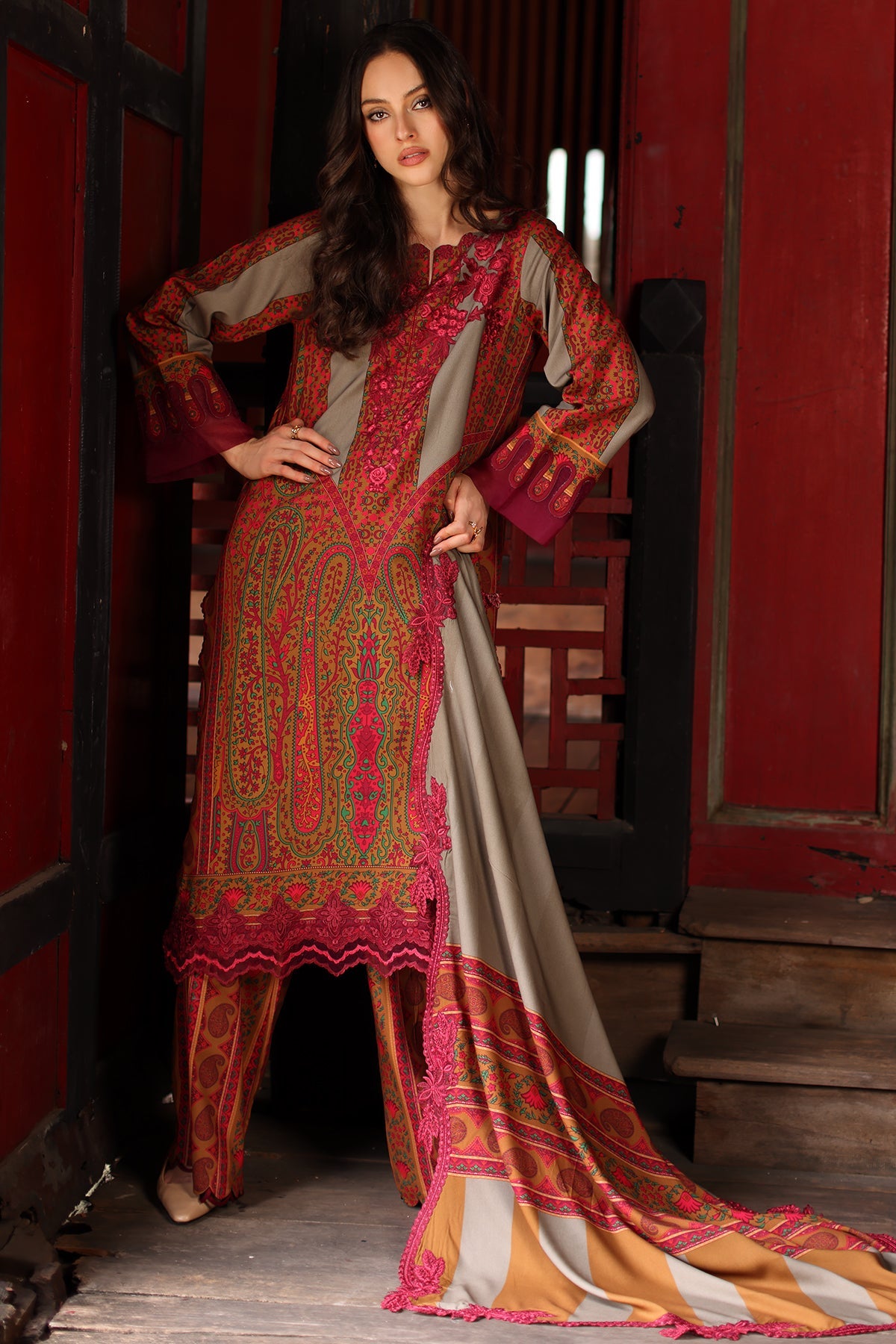 Charizma | Combination Linen 26 | CCW7-04 - Luxury Dress - available at Maria Faisal in UK and USA.