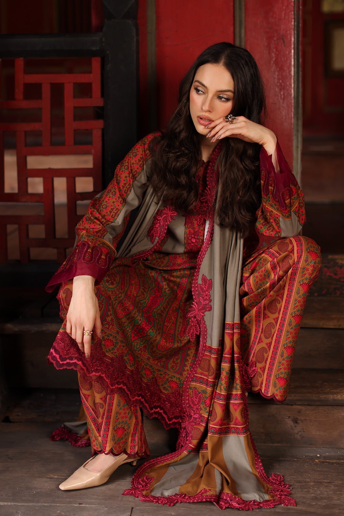 Charizma | Combination Linen 26 | CCW7-04 - Luxury Dress - available at Maria Faisal in UK and USA.