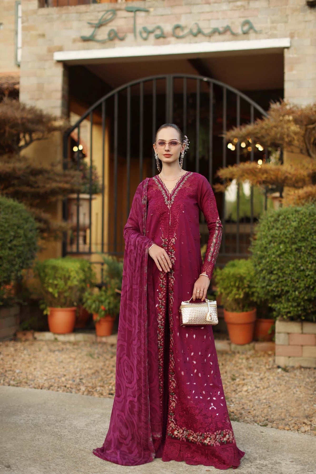 Saadia Asad | Luxury Eid Schiffli Laserkari 26 | D6 - A - Zelina - Luxury Dress - available at Maria Faisal in UK and USA.