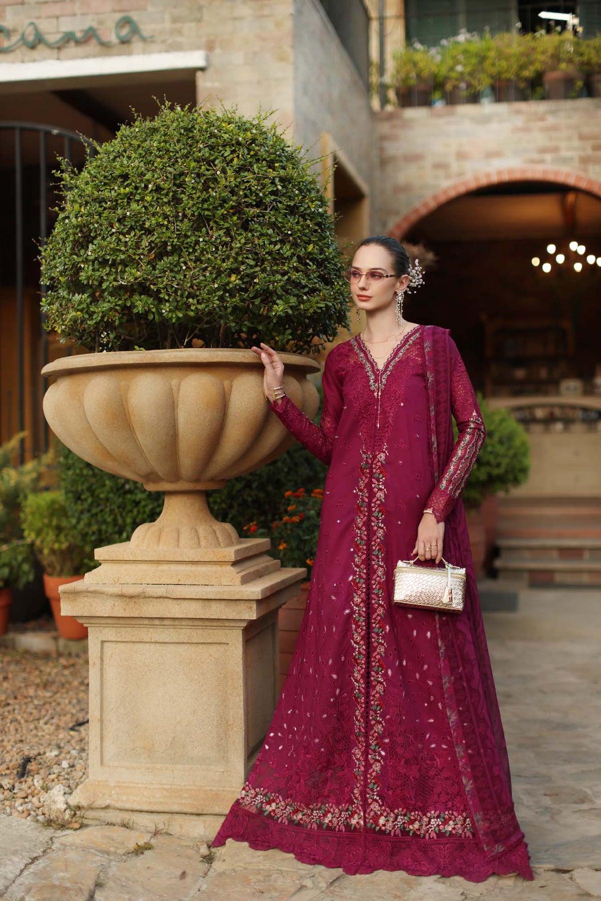 Saadia Asad | Luxury Eid Schiffli Laserkari 26 | D6 - A - Zelina - Luxury Dress - available at Maria Faisal in UK and USA.